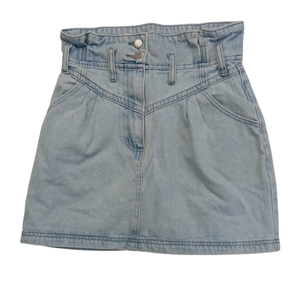 Gilli Light Wash Denim Mini Skirt Womens Small High Waist Pleated A Line